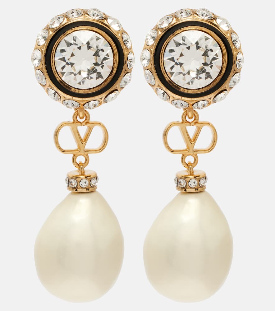 VLogo embellished drop earrings
