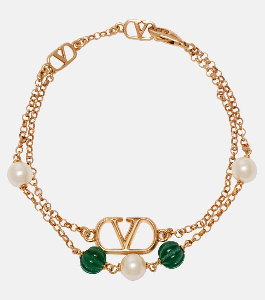 VLogo beaded Swarovski pearls bracelet