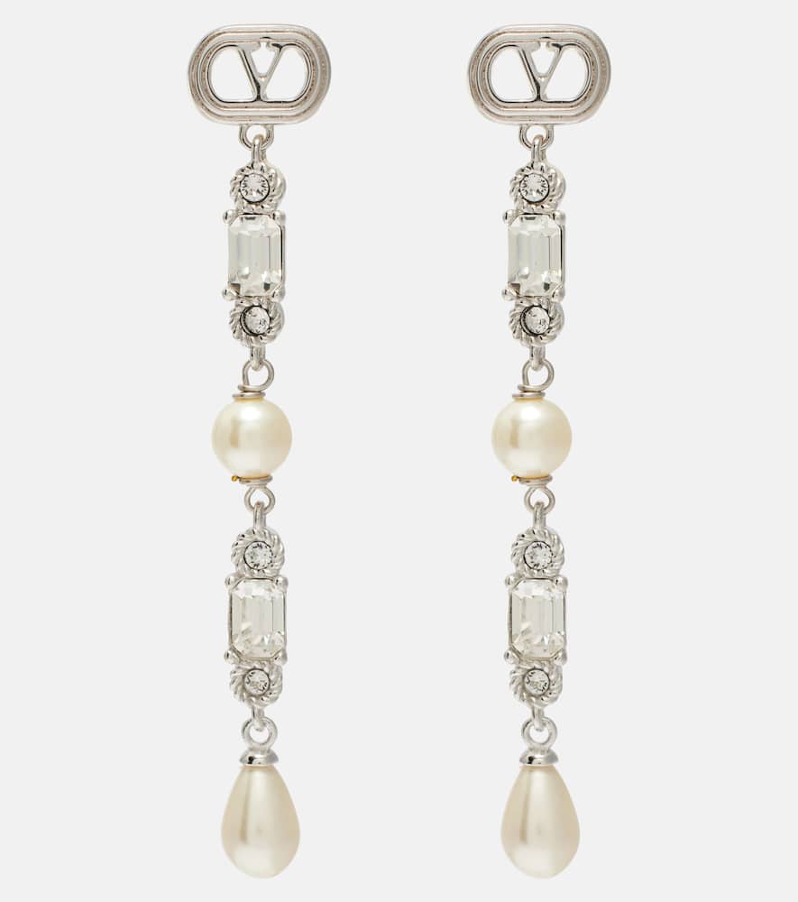 Ovalette VLogo Swarovski-embellished drop earrings