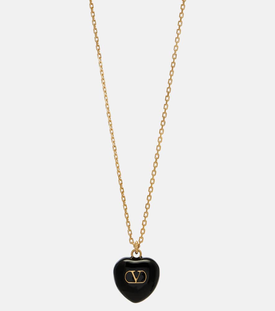 Cœur Royal VLogo enamel pendant necklace