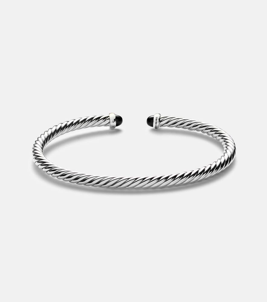 Cable Flex sterling silver and 14kt gold cuff bracelet with onyxes