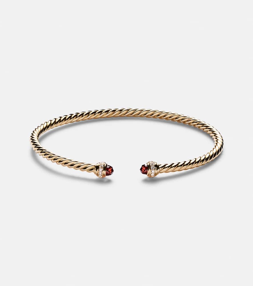 Cablespira Flex 18kt gold cuff bracelet with garnets and diamonds
