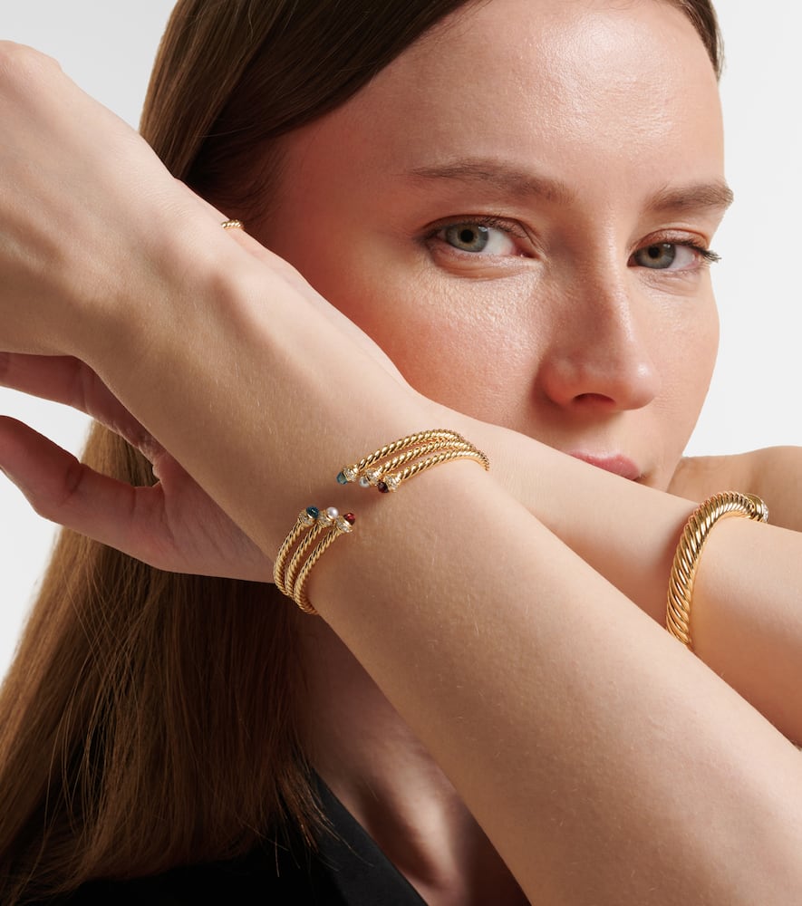 Cablespira Flex 18kt gold cuff bracelet with freshwater pearls and diamonds