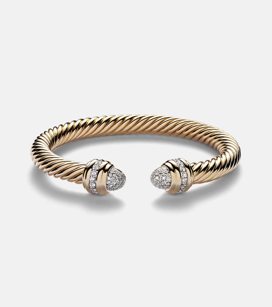 Classic Cablespira 18kt gold cuff bracelet with diamonds