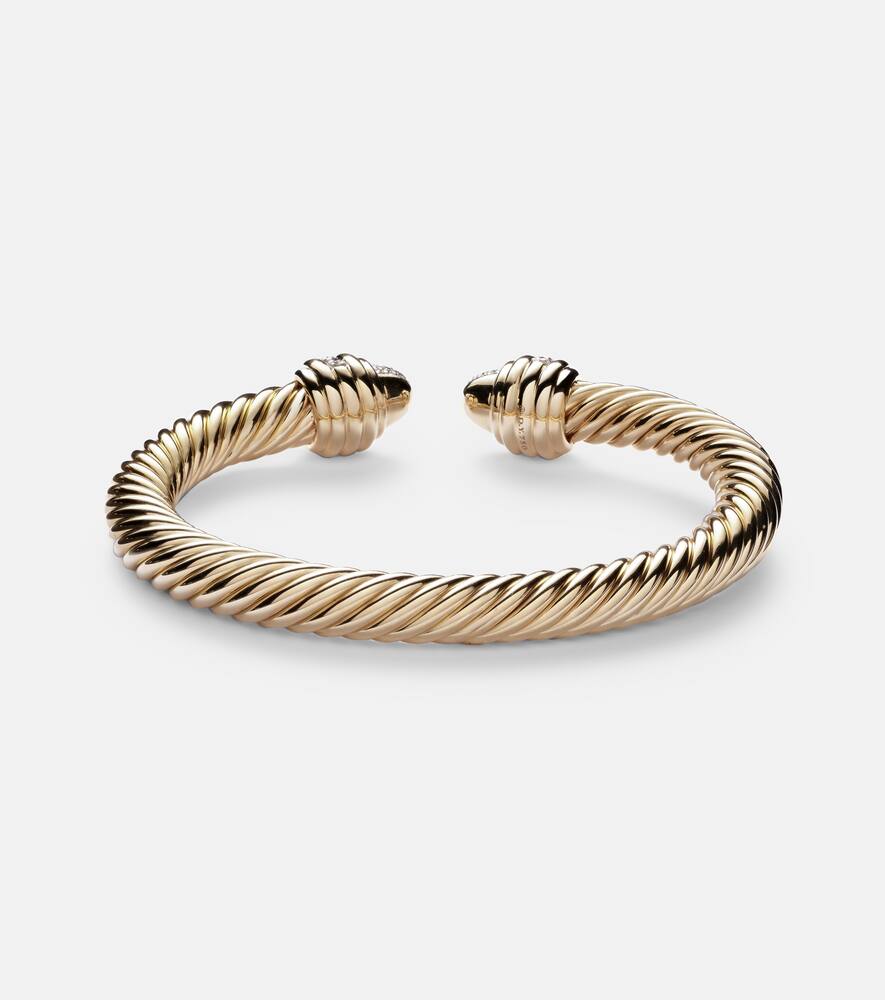 Classic Cablespira 18kt gold cuff bracelet with diamonds