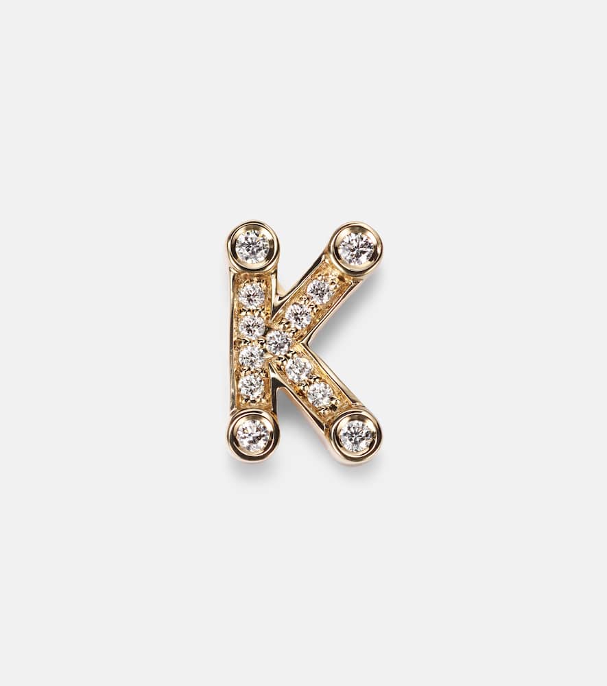 Initial Petite 18kt gold single earring with diamonds