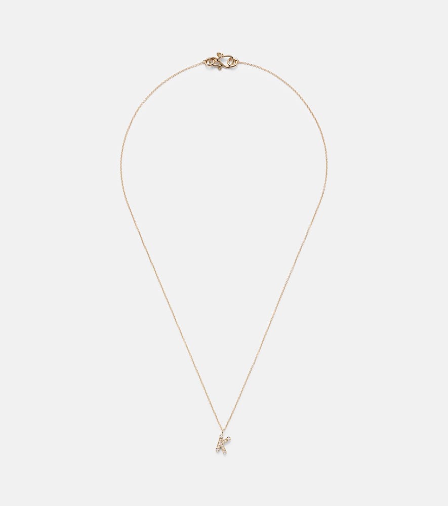 Initial 18kt gold necklace with diamonds