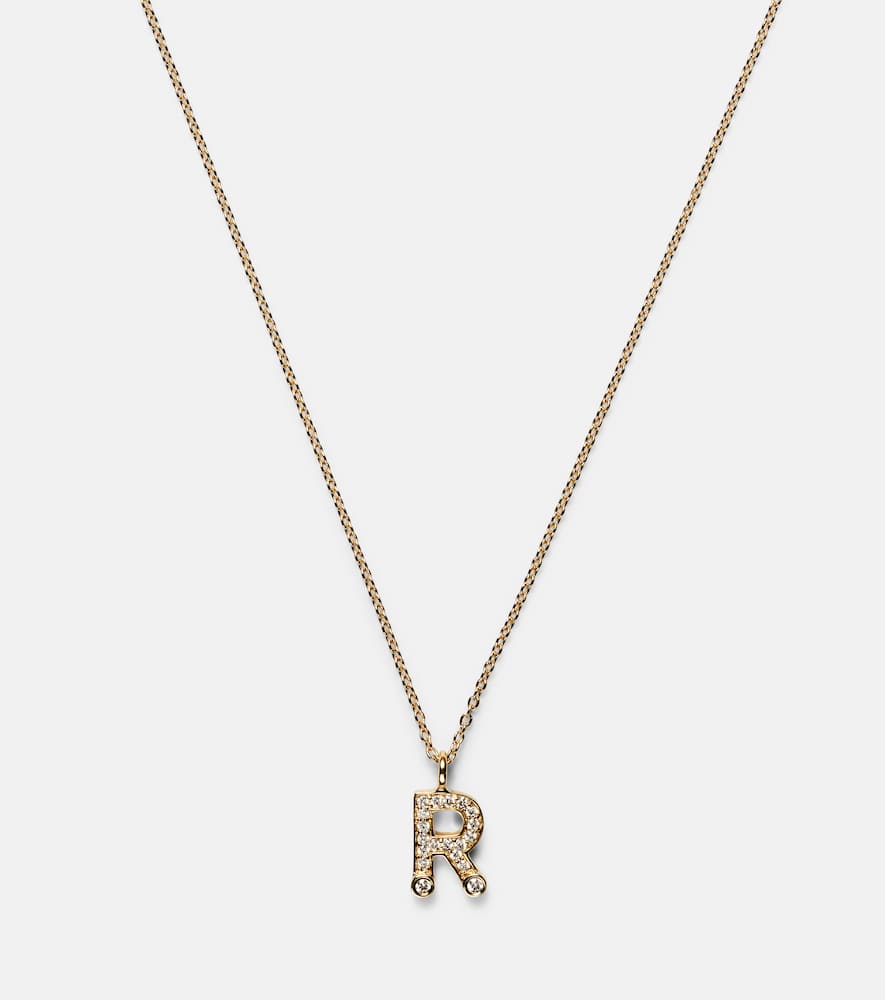 Initial 18kt gold necklace with diamonds