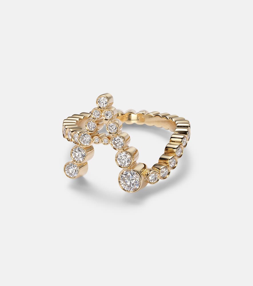 Initial Ensemble 18kt gold ring with diamonds