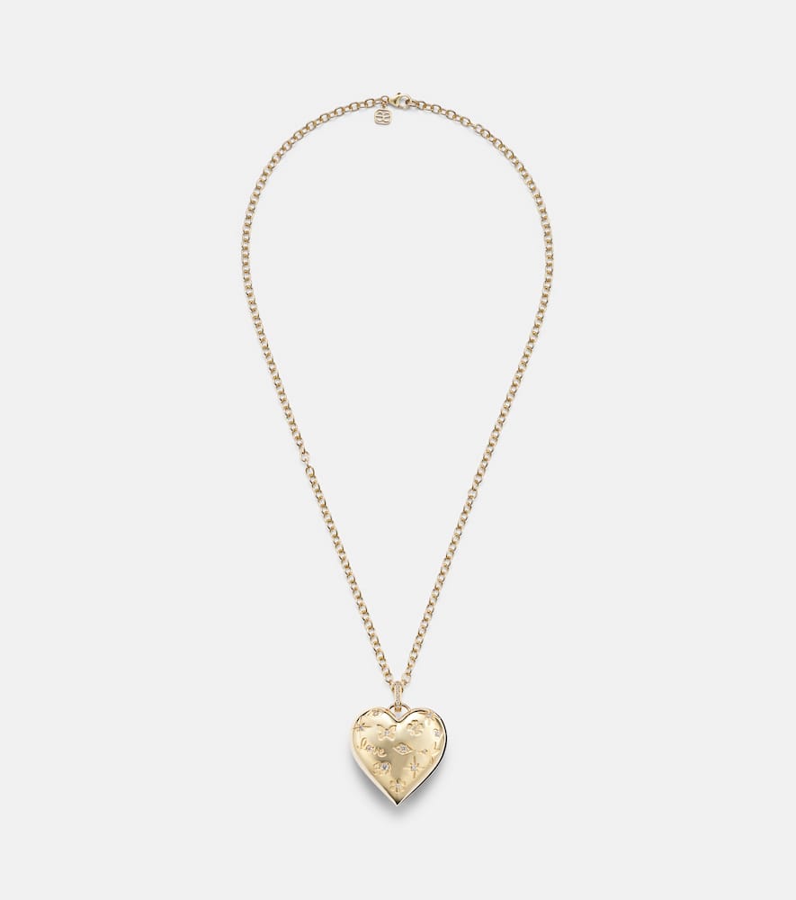 Puffy Icon Heart 14kt gold pendant with diamonds