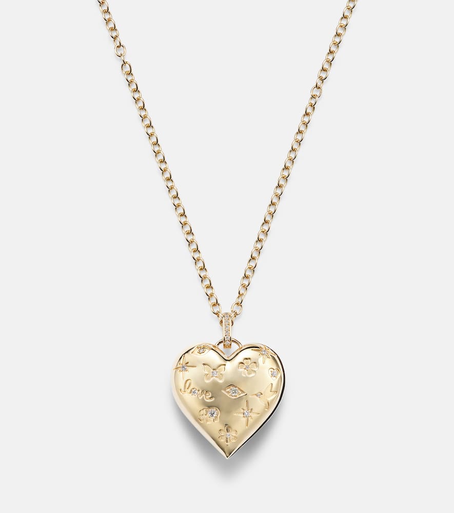 Puffy Icon Heart 14kt gold pendant with diamonds