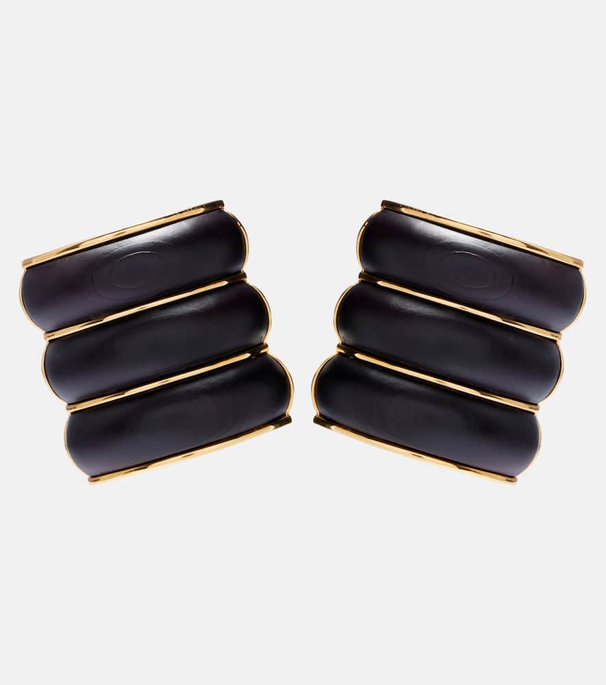 Alaïa Bumper wooden clip-on earrings