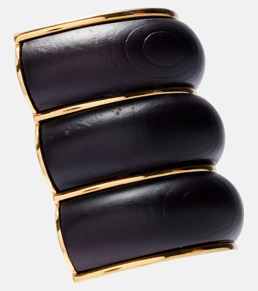 Alaïa Bumper wooden clip-on earrings