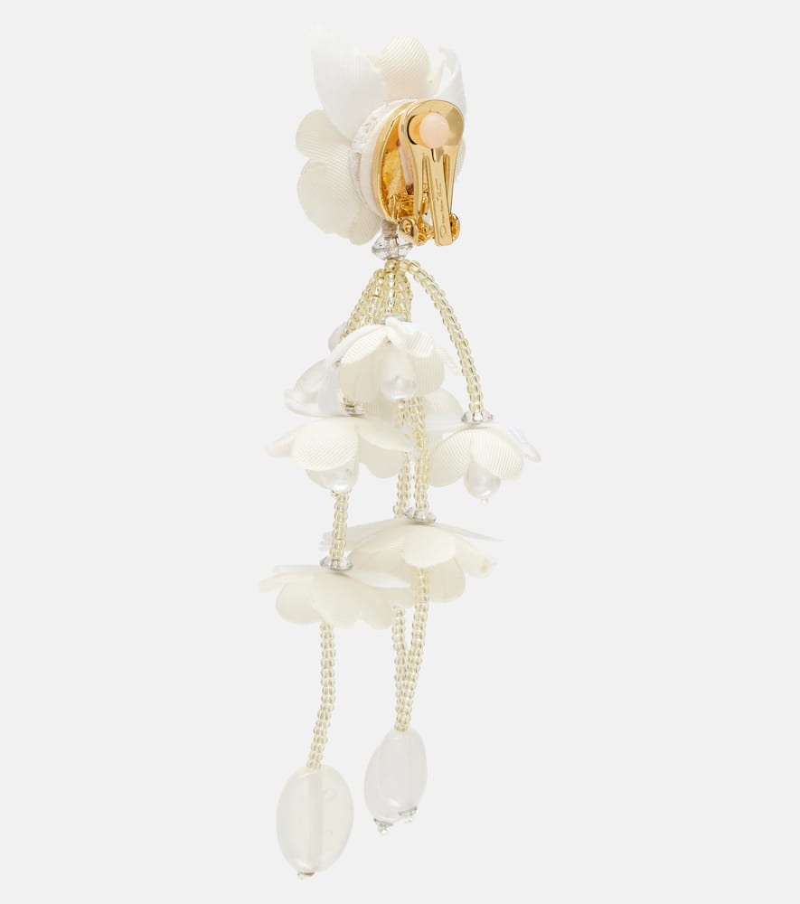 Floral beaded drop earrings