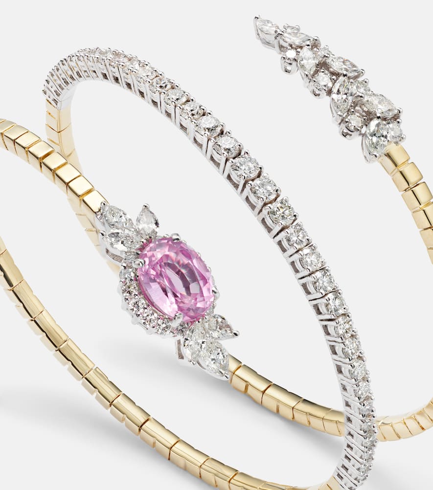 Reign Supreme 18kt gold bangle with sapphire and diamonds