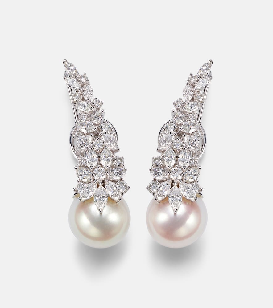Perlescent 18kt white gold earrings with diamonds and pearls