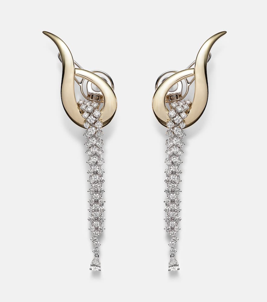 Golden Strada 18kt white and yellow gold drop earrings with diamonds