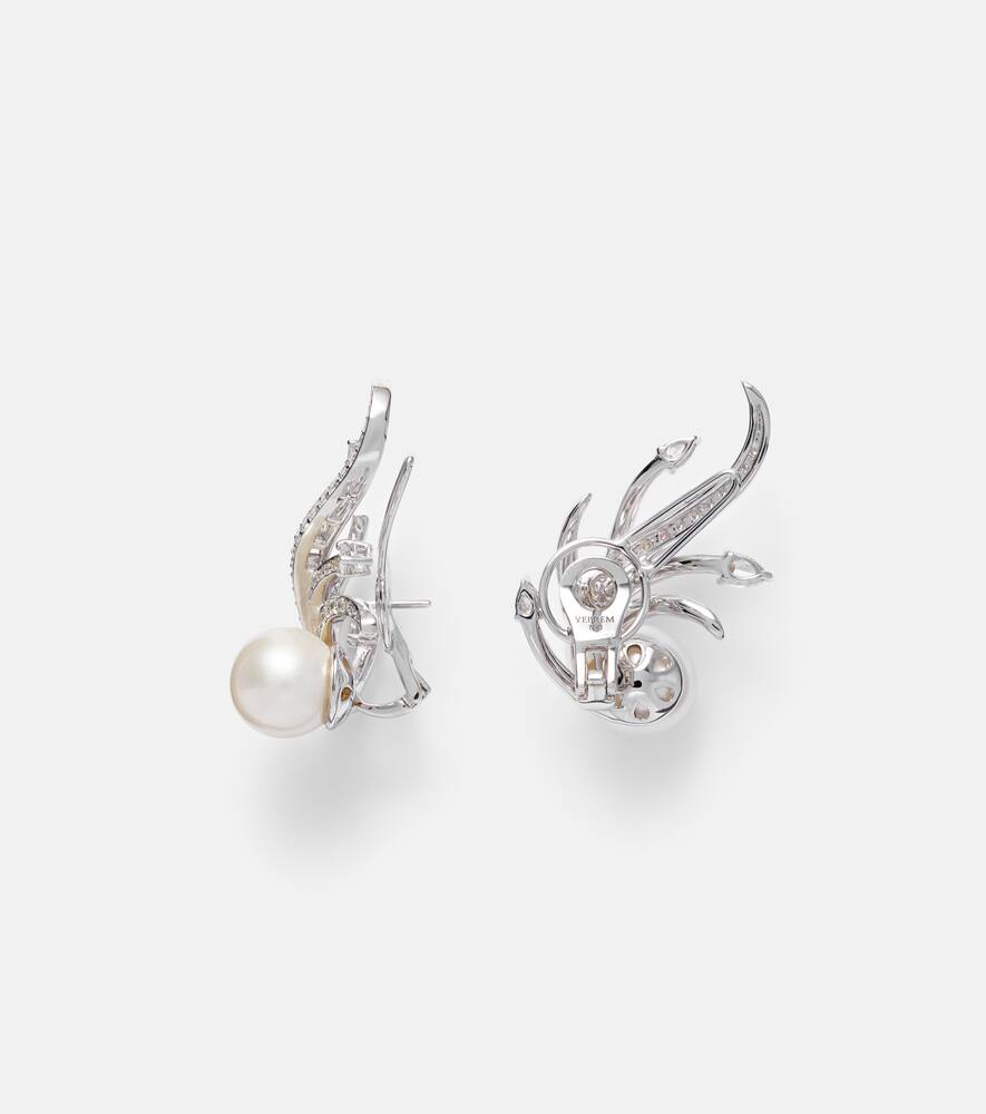 18kt white gold earrings with diamonds and pearls