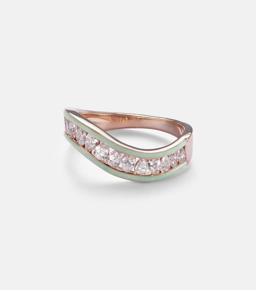 18kt rose gold and enamel ring with diamonds