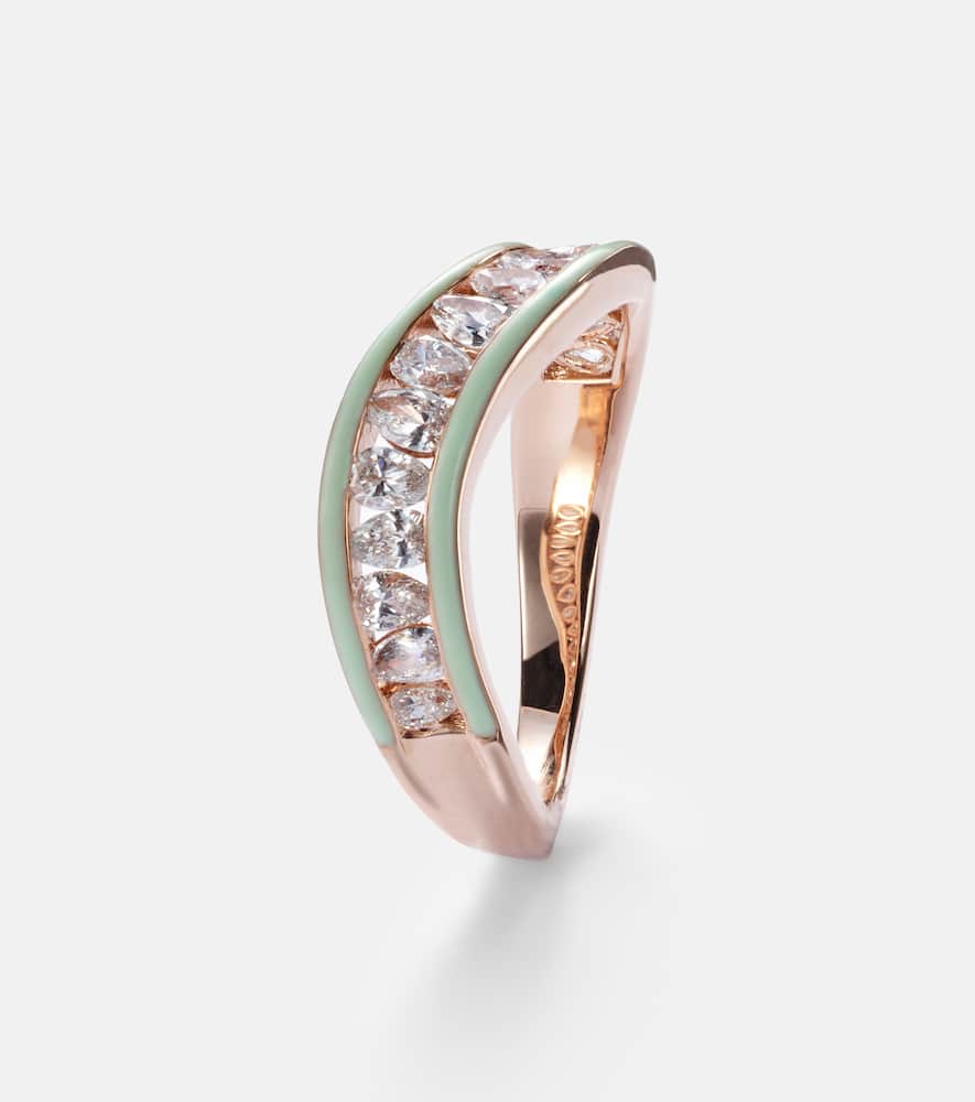 18kt rose gold and enamel ring with diamonds