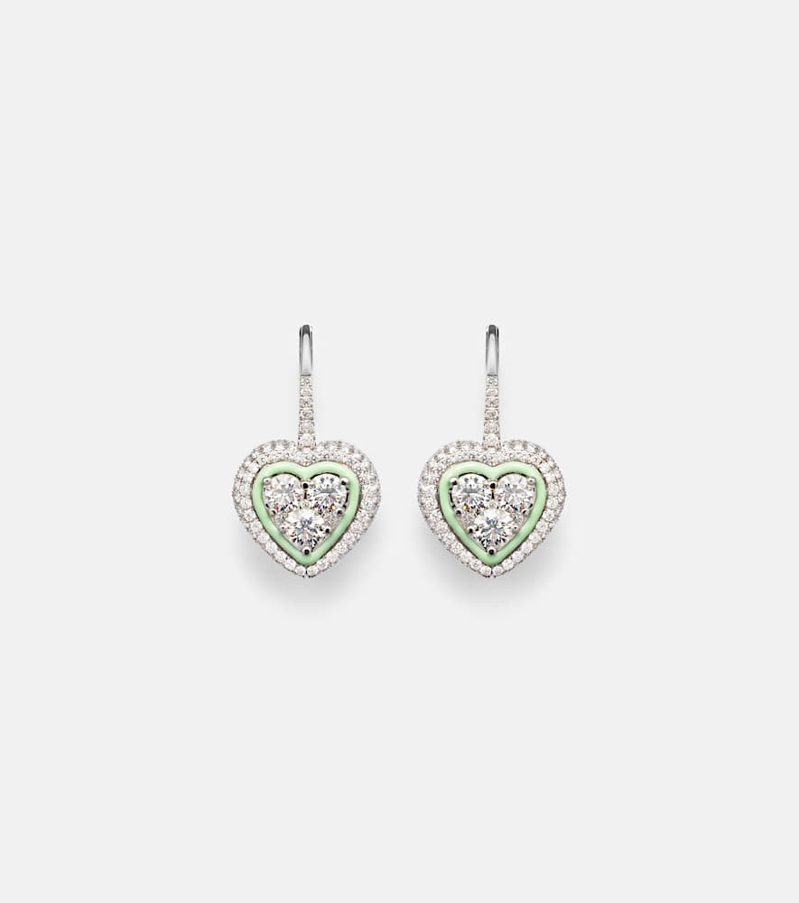 18kt white gold earrings with enamel and diamonds