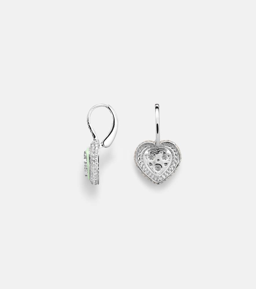 18kt white gold earrings with enamel and diamonds