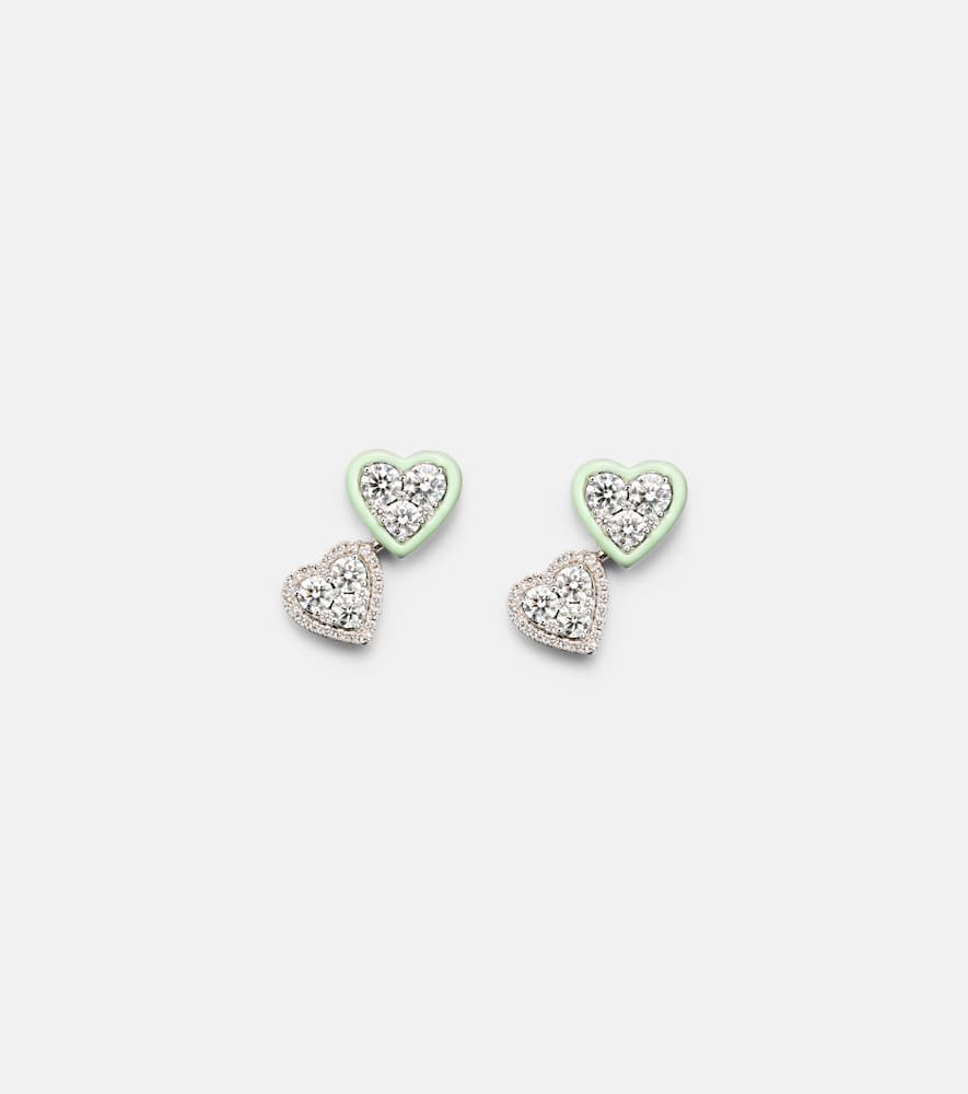 18kt white gold earrings with enamel and diamonds