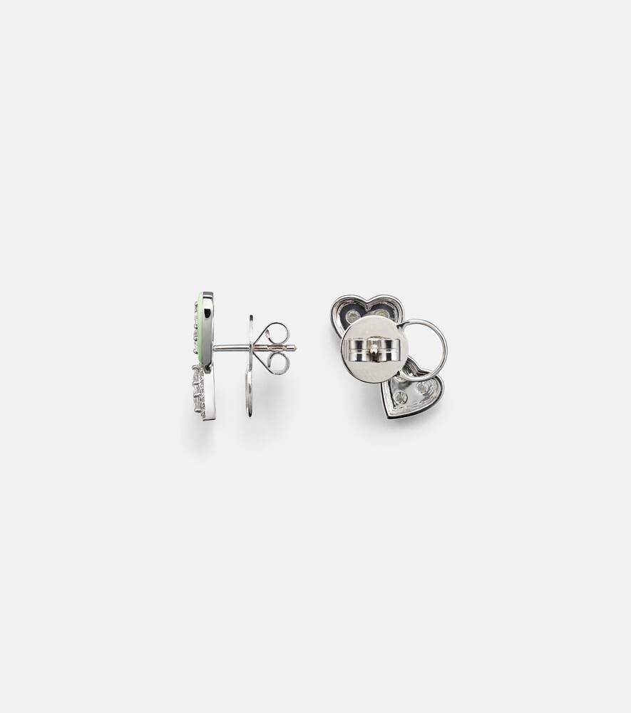 18kt white gold earrings with enamel and diamonds