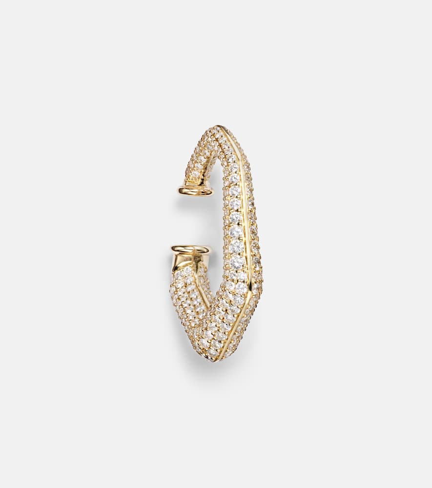 Carved 18kt gold ear cuff with diamonds