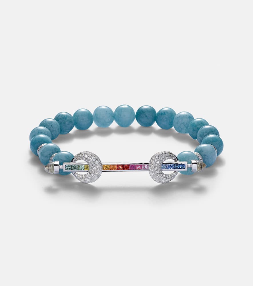 Chakra 18kt white gold bracelet with sapphires, diamonds, and gemstones