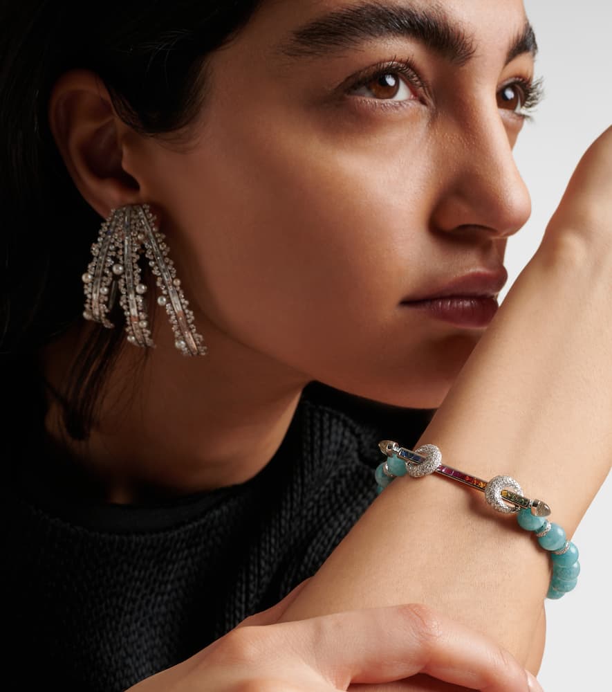 Chakra 18kt white gold bracelet with sapphires, diamonds, and gemstones