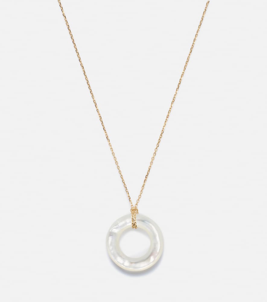 14kt gold pendant necklace with mother-of-pearl