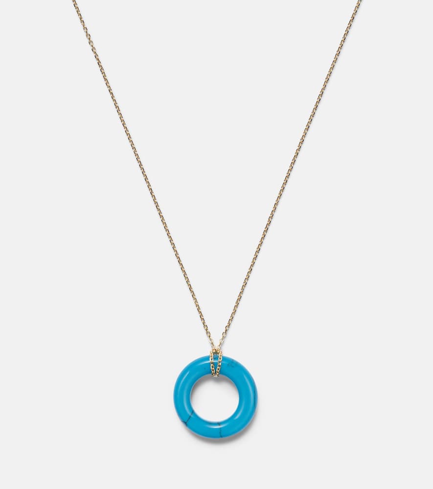14kt gold pendant necklace with turquoise