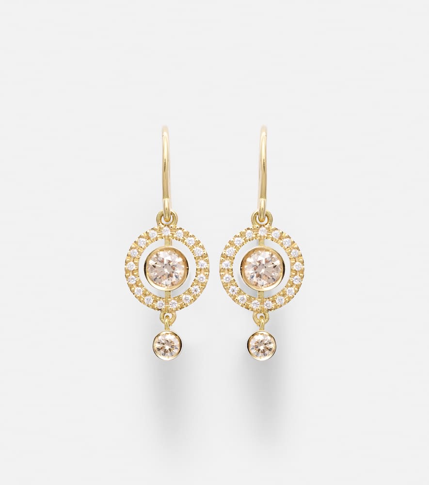 Orbit 18kt gold drop earrings with diamonds