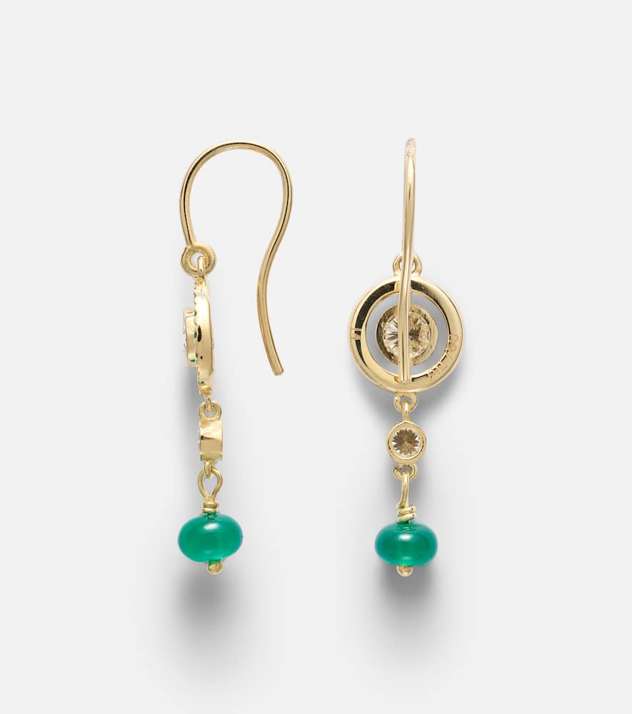 Orbit 18kt gold drop earrings with gemstones