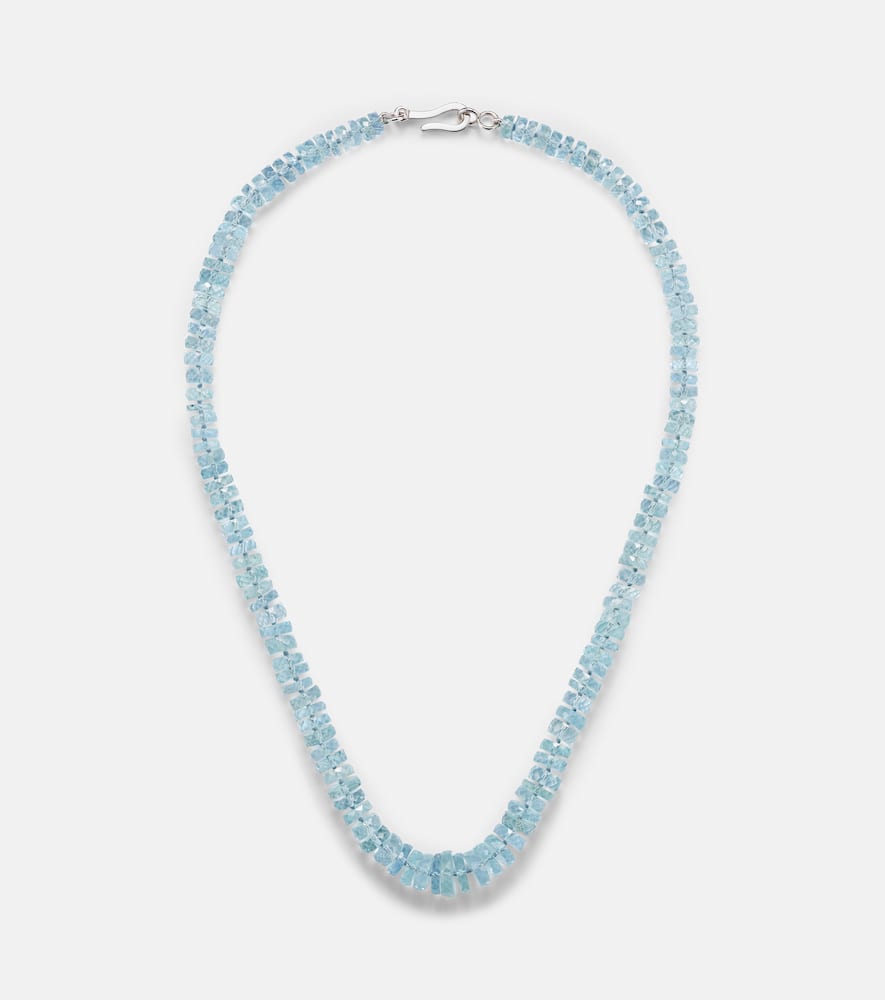18k white gold necklace with aquamarines