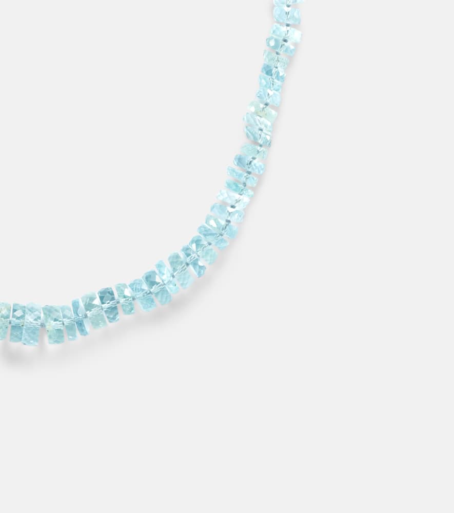 18k white gold necklace with aquamarines