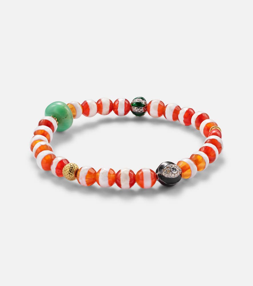 18kt gold beaded bracelet with gemstones