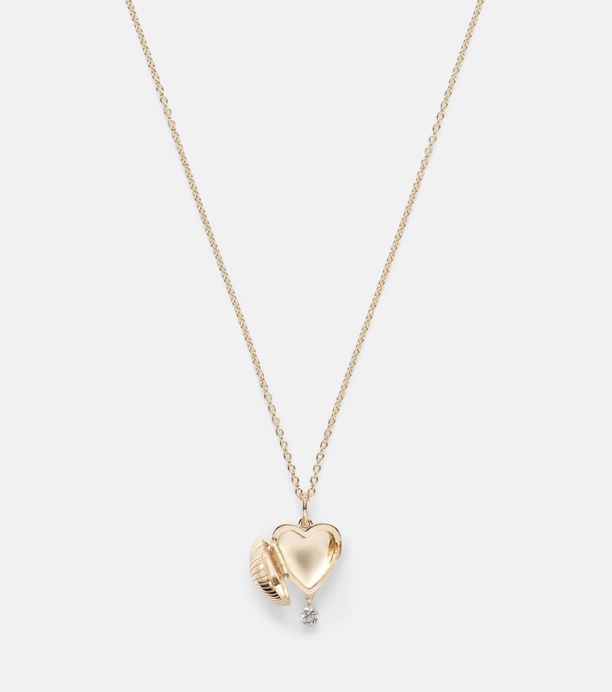 Persée Heart Locket 9kt gold necklace with diamonds