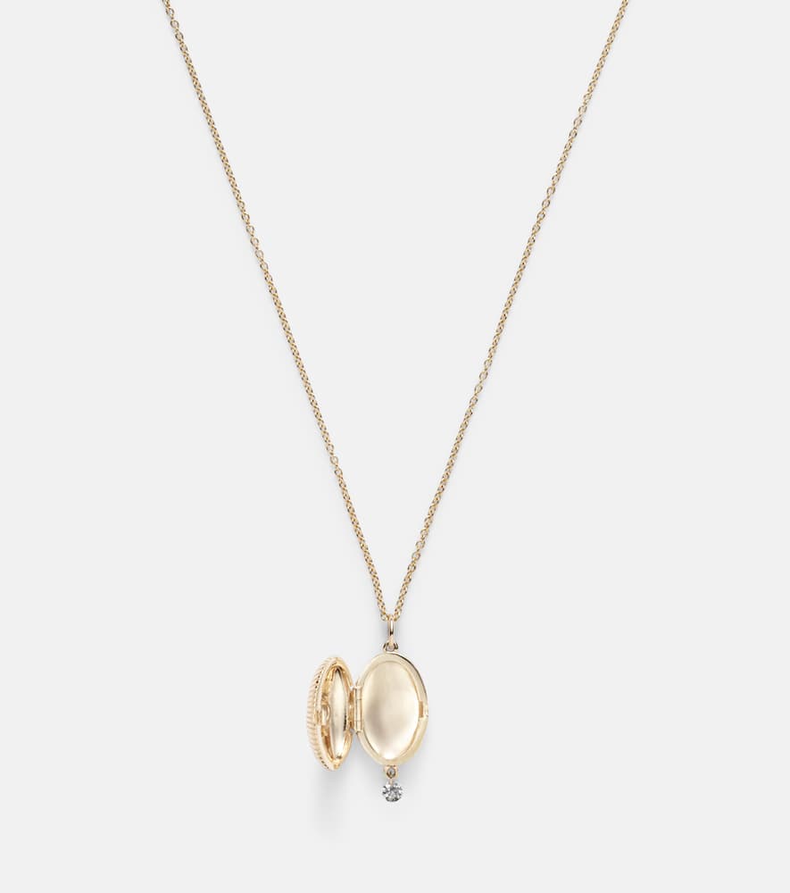 Persée 9kt gold locket necklace with diamonds
