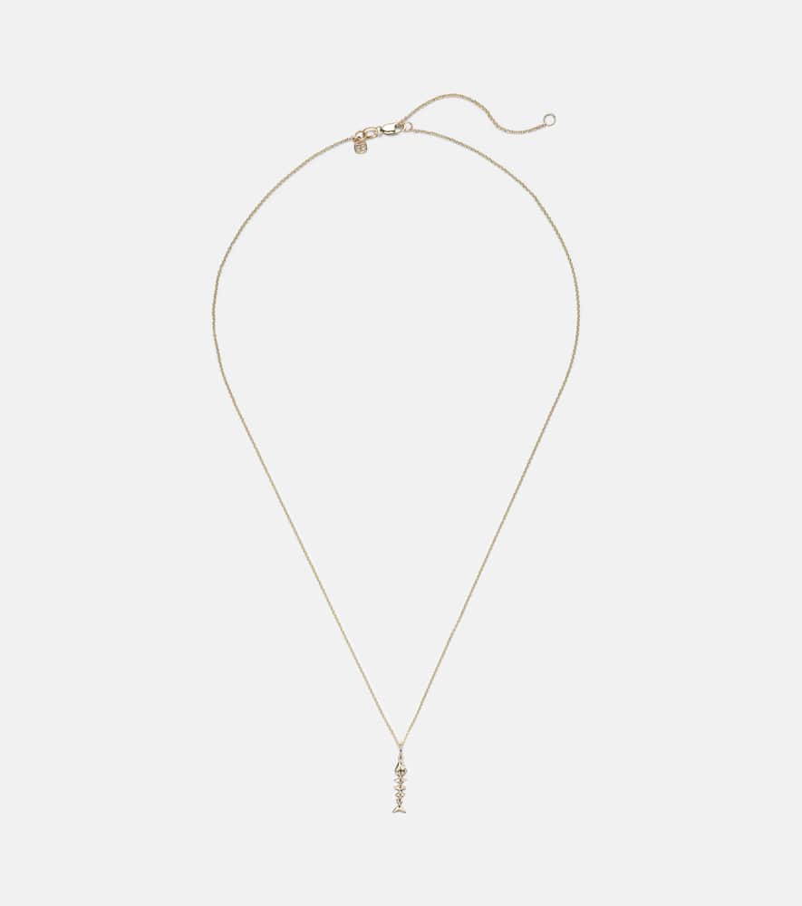 Fishbone 14kt gold pendant with diamond