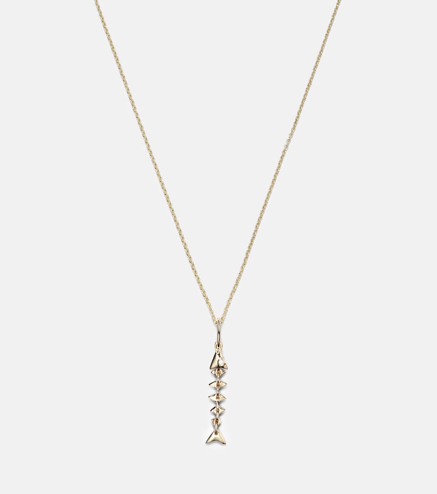 Fishbone 14kt gold pendant with diamond