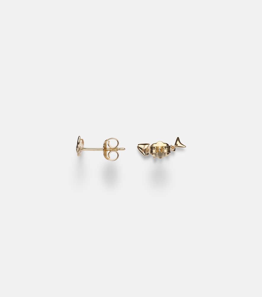 Fishbone 14kt gold earrings with diamonds