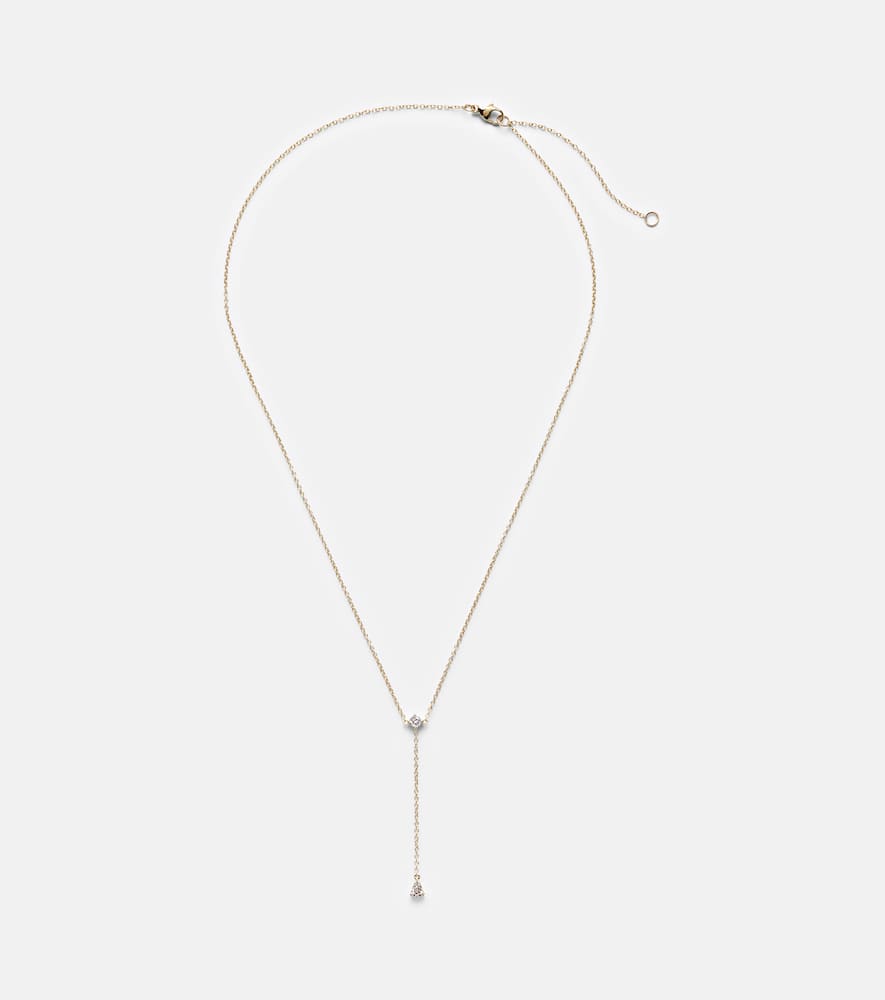 Perfect Pear 14kt gold lariat necklace with diamonds