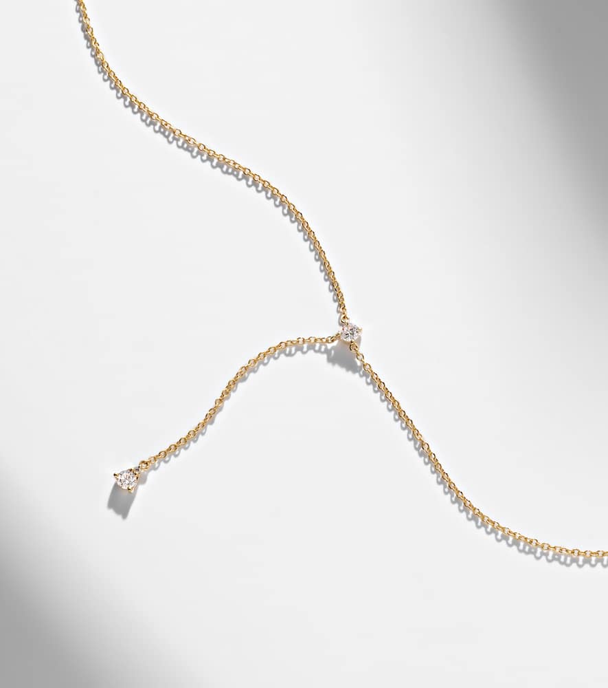 Perfect Pear 14kt gold lariat necklace with diamonds