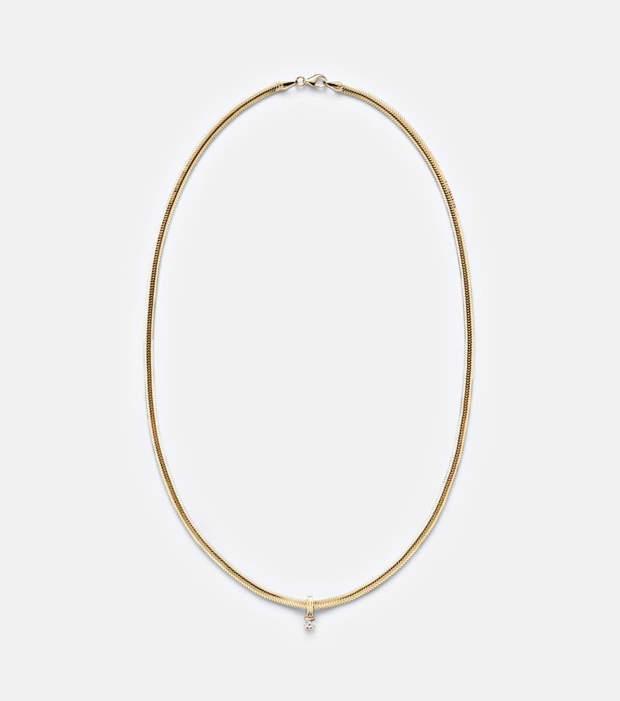 Serpentine 14kt gold necklace with diamond