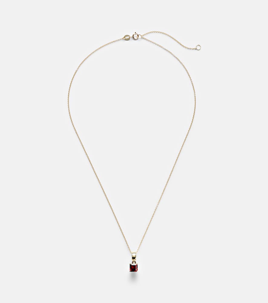 10kt gold charm necklace with garnet