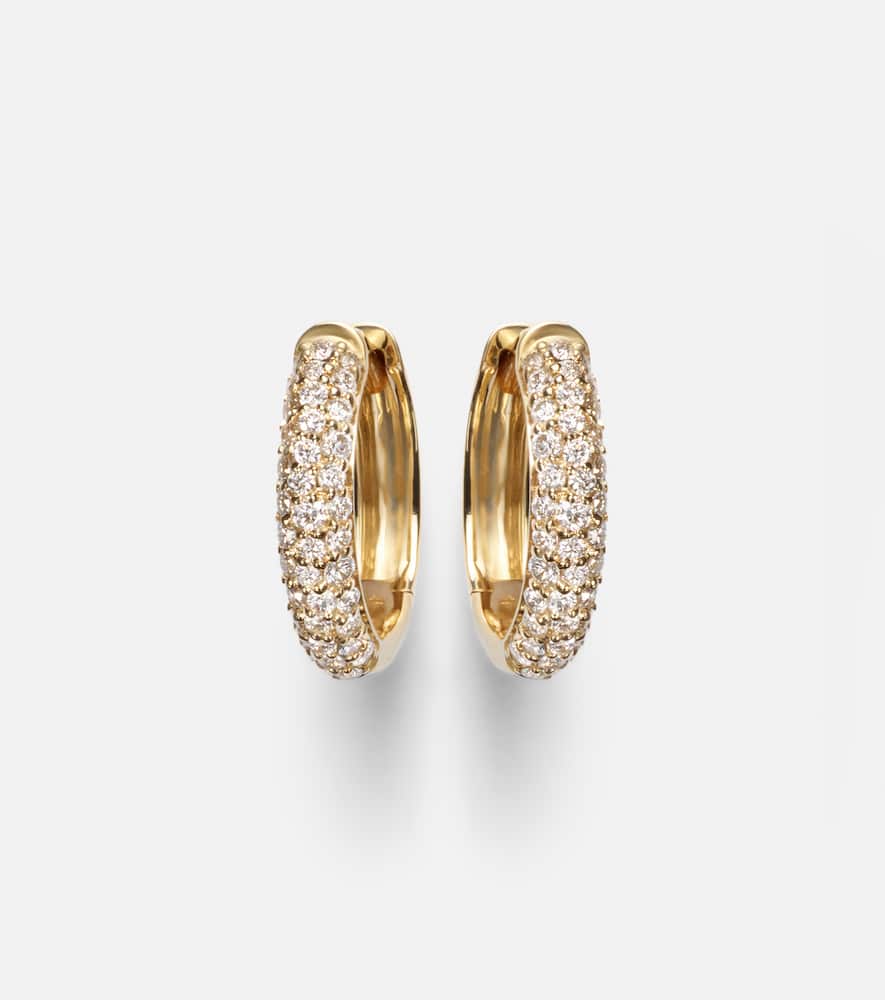 Essential 14kt gold hoop earrings with diamonds