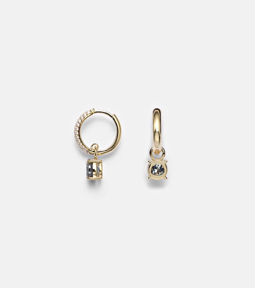 14kt gold huggie earrings with spinel and diamonds