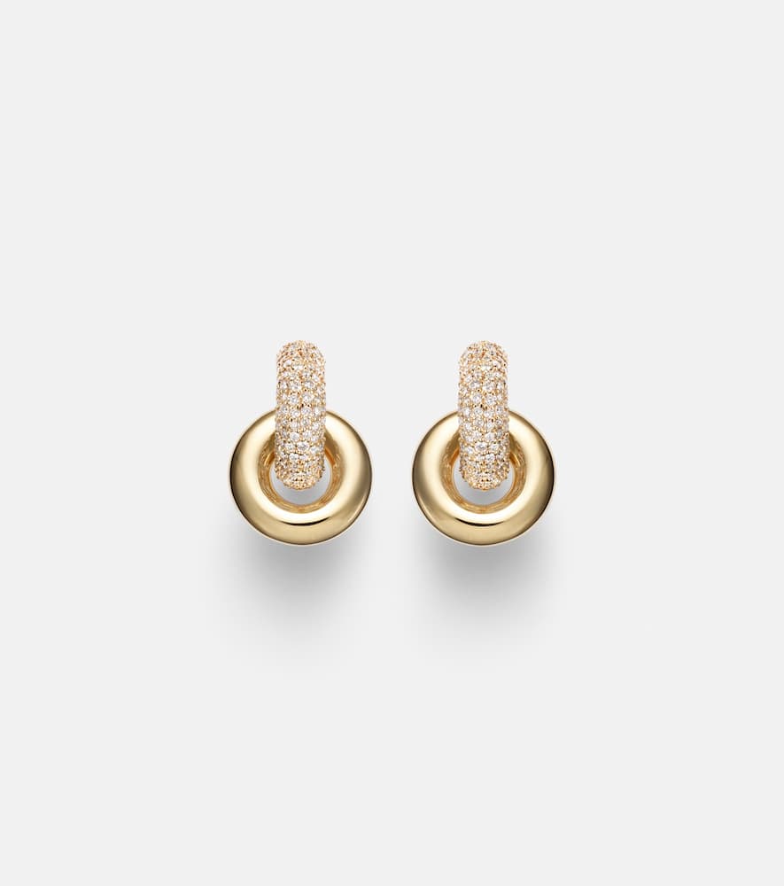 Buoy 14kt gold huggie earrings with diamonds
